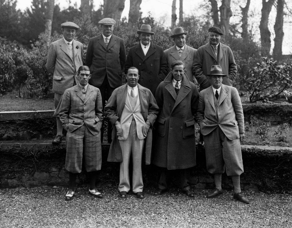 Harry Vardon, James Braid, Sandy Herd, Jack White, Arnaud Massy, George Duncan, Jim Barnes, Walter Hagen and Bill Mehlhorn